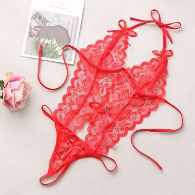 Связанное трехочковое шнурует Sleepwear сексуального женского белья флористический связанный безрукавный