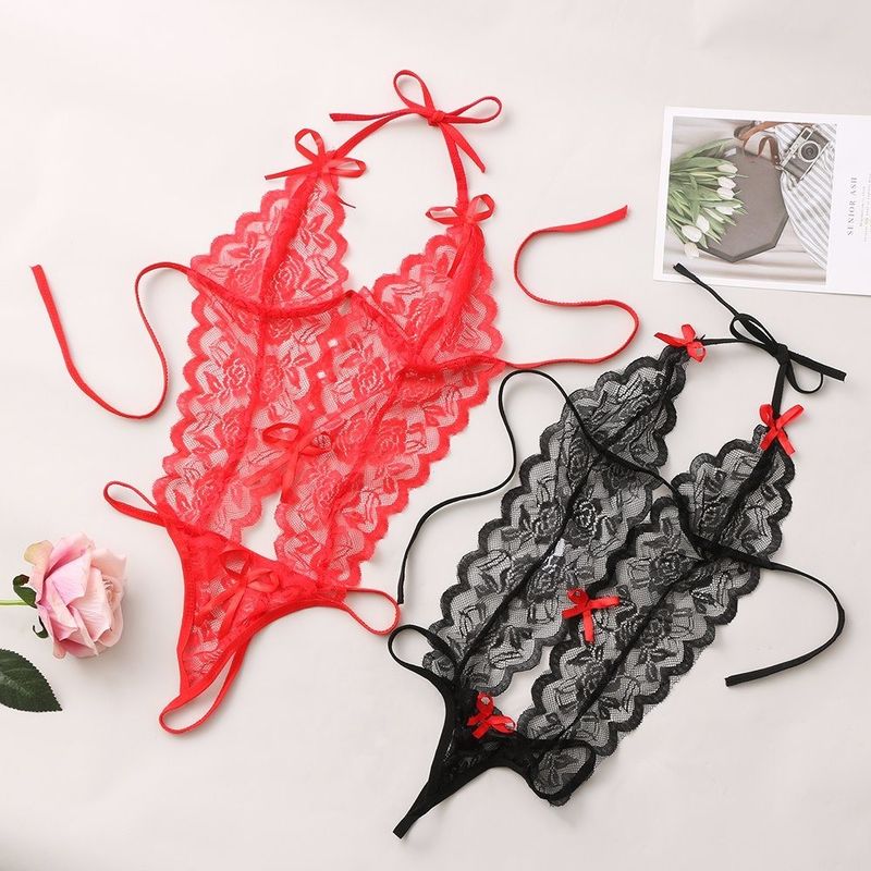 Связанное трехочковое шнурует Sleepwear сексуального женского белья флористический связанный безрукавный