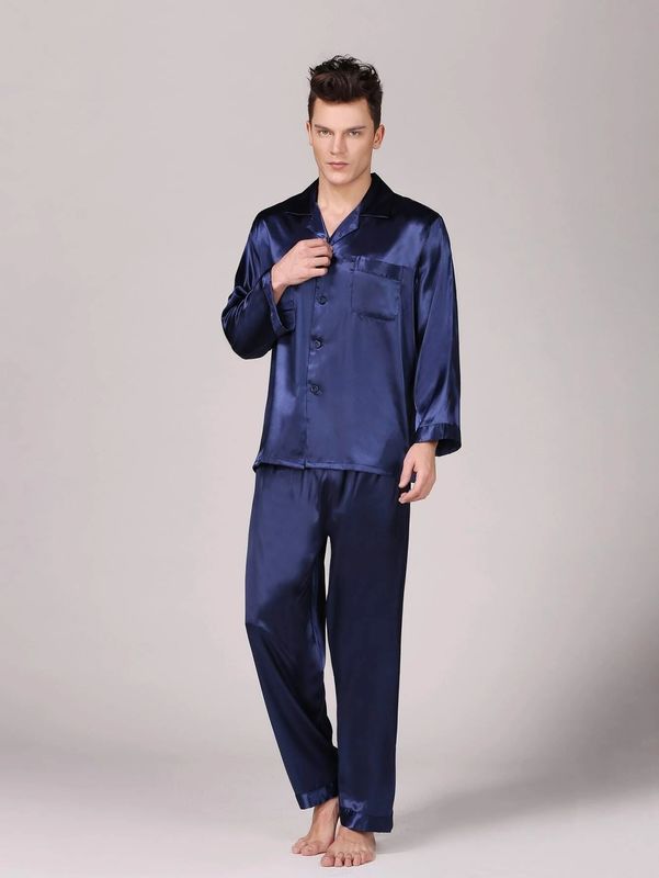 Людей зимы шелка Sleepwear людей Setnotch гостиная pyjamas Pyjamas теплых