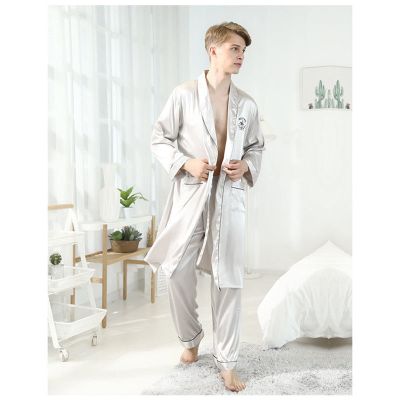 Лето Pj людей Nightgown устанавливает пижамы лета хлопка людей сатинировки шелка