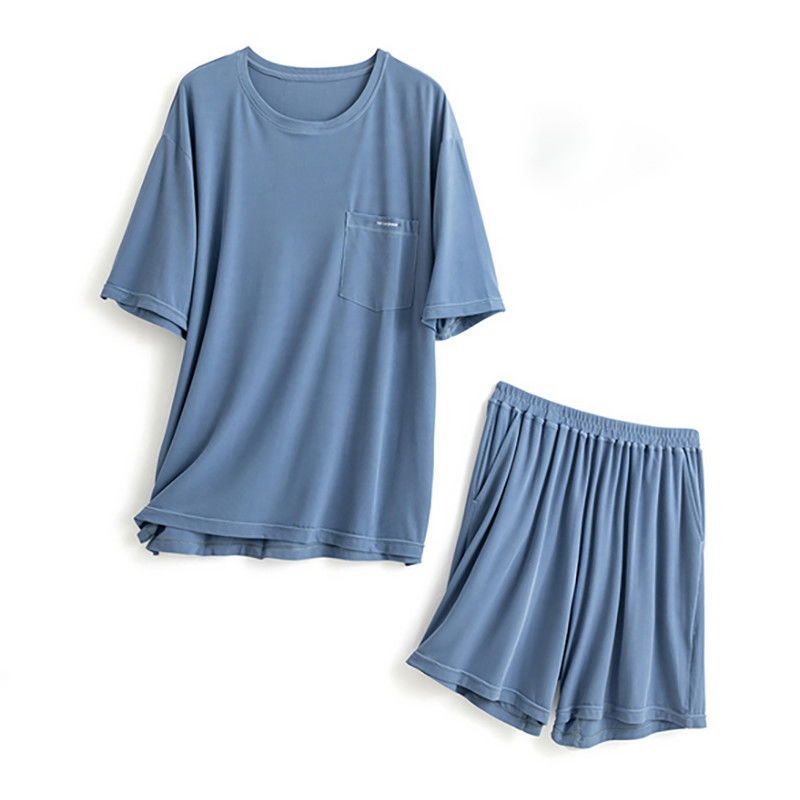 Sleepwear людей шелка XXL связал лето Loungewear костюма ночи комода 114cm голубое