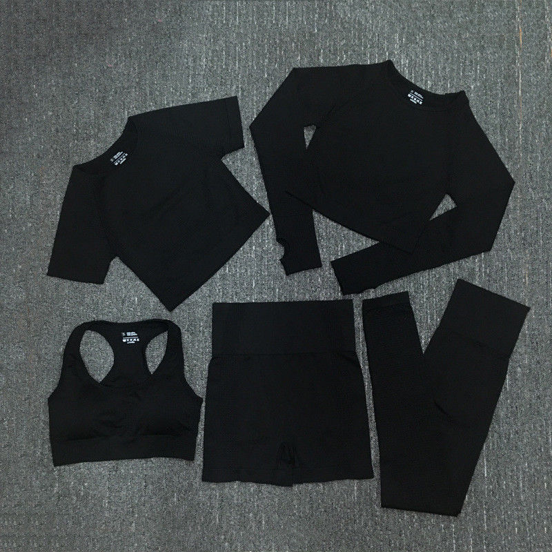 Лайкра полиэстера нейлона подрезало Sportswear длинной носки спортзала разминки рукава верхней ребристый