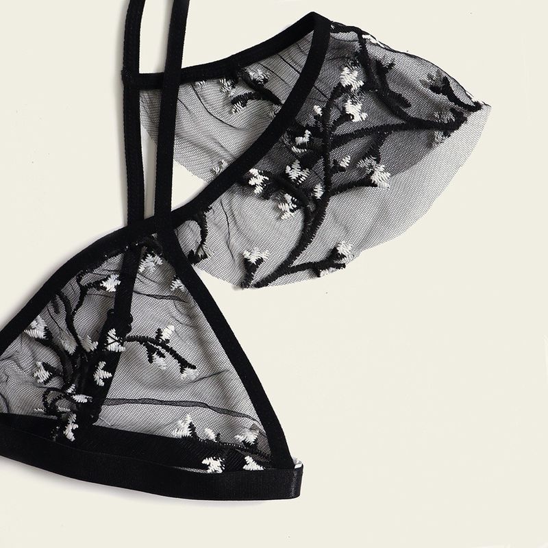 Breathable противобактериологический сексуальный прозрачный шнурок Bralette цветка 82 полиамид шнурка
